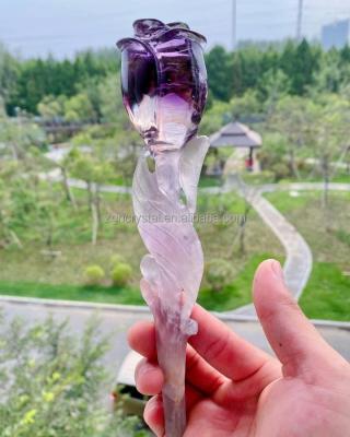 China China Natural Amethyst Scepter Rose Flowers for Daughter Wife Birthday Wedding Anniversary Creative Gifts for sale