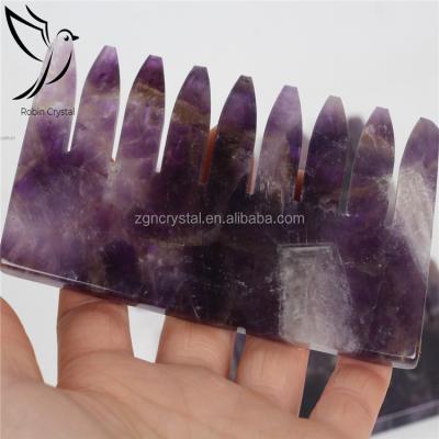 China China High Quality Natural Gemstone Healing Crystal Hair Comb Amethyst Comb For Decoration for sale