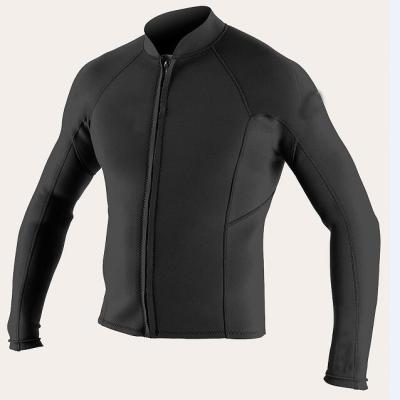 China Customized Logo 2mm 3mm Long Sleeves Neoprene Stretch Wetsuits Front Zipper Surfing Wear Warm Rubber Jackets Anti-UV for sale