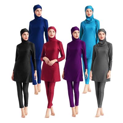 China Breathable quality fast ship hot sale plus size fashion solid full cover muslim beach robe swimwear for islamic women young girls for sale