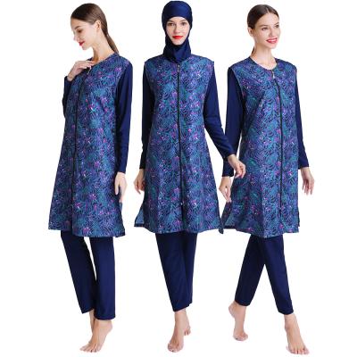 China Breathable High Quality Quick Dry Stretch Fabric Long Sleeve Abaya Burkini Muslim Swimwear Islam Beach Wear Zipper Jackets Swimwear for sale