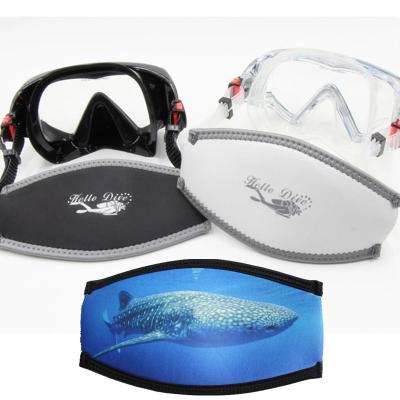 China Ready To Ship Customized Order Logo Sublimation Printed Protect Hair 5mm Neoprene Scuba Mask Starp Cover 1503 for sale