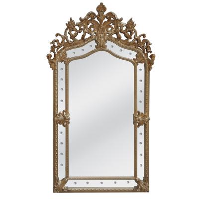 China Classic Special Shape  Popular Classic Style Living Room Distressed Gold  Frame With Flat Mirrors Decor Wall Customized for sale