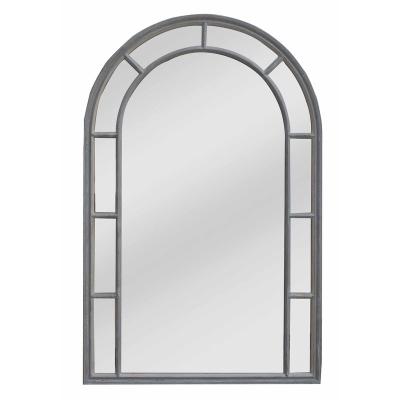 China Window mirror Living Room Hanging Home Decoration Special Shape  Big Size Pale Grey With House Cream Frame With Flat Window Mirror Customized for sale