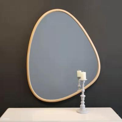 China Nordic Mirror  special-shaped  wall  mirror  decoration  wood  frame  natural oak  Luxury   Nodic  Customization  for home  daily  life for sale