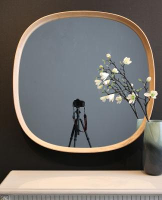 China Nordic style Wall mirror Decoration New style Classic Manufacturer supplying Nordic style Stone grey Solid wood mirror Customized for sale