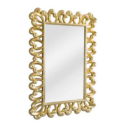 China Contemporary PU Material Square  Contemporary Style Home Hanging Decorative Distressed Gold  Frame With Flat Mirrors Decor Wall  Customized for sale