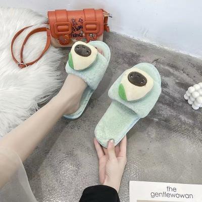 China Cute cartoon outdoor indoor non-slip slippers ladies shoes plush wear pattern fruit wind couples shoes wholesale cushioning for sale