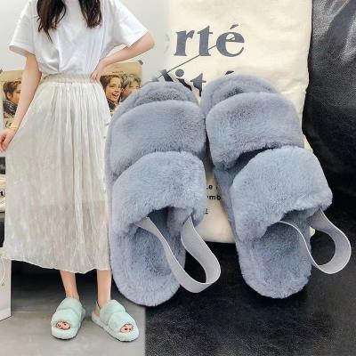 China Damping 2022 new autumn version plush toe casual shoes Korean ladies cotton heel strap shoes women open slippers for sale