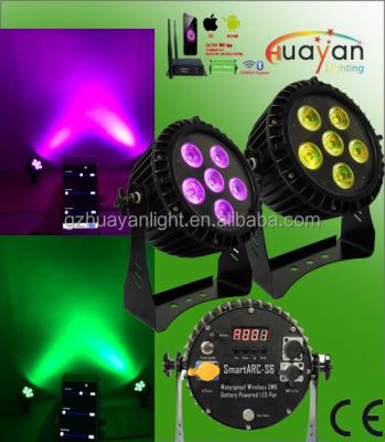 China Waterproof RGBWAUV led battery power wireless remote control dmx app/IRC par light HY-W3012 (6in1) for sale