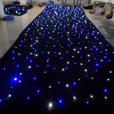 China dmx control led twinkle stars led curtain lights LED background light black star stage curtain 4m*6m for sale