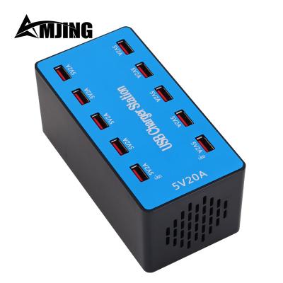 China Best Safty Charger Station 100w 10 Port USB Charging WLX-A5B Socket Fan Smart Safety Charger for sale