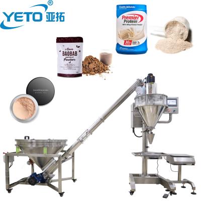 China YETO-500g 1000g Semi Automatic Food Powder Filling Machine Sugar Spice Powder Filler With Protein Weighing Bottle Jar Bags Pail POW for sale