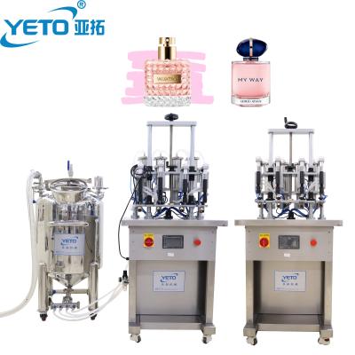 China YETO-30ml 50ml 100ml Food 4 Nozzles Perfume Filling Machine Perfume Bottle Filler Vacuum Semi Automatic Bottle Filling Machine for sale