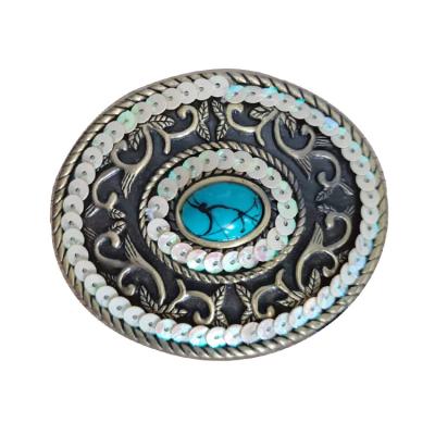 China Press Buckle OEM Turquoise Western Belt Buckle In Galvanized Fashion Buckle Manufacturers for sale