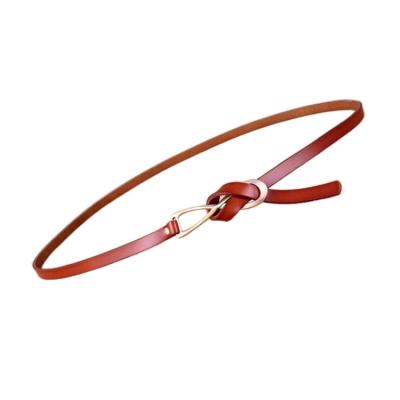 China Fashion.Casual Shape 1cm Slim Ladies Dressing Belts Designers Belts Red Khaki PU Leather Dress Belts For Women for sale