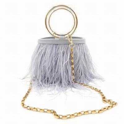 China Ostrich Feather Bag Mini Sling Fur Bags For Handmade Luxury Trending Women Fashion Wedding Clutch Handbag for sale