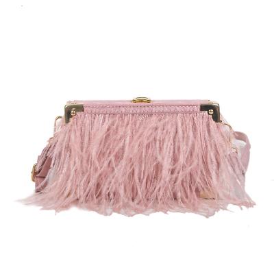 China Wholesale Natural Real Ostrich Feather Women's Handmade Christmas Purse Bags 2022 Women's Prom Clutch Bag Evening for sale