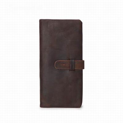 China Crazy Horse Class RFID Clutch Purse Small PU Wallet Casual Male Simple Stylish Leather Men's Long Wallet for sale