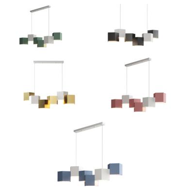 China Modern LED Modern Pendant Light Grid Colorful Simple Geometric Chandelier for Restaurant Lighting Decorative Lamp for sale