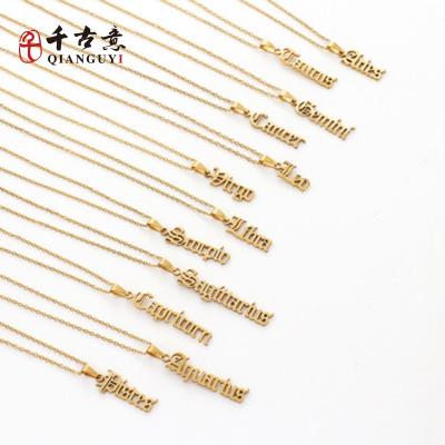 China Custom CLASSIC Horoscope Necklace Astrology Sign Zodiac Chain 12 QIANGUYI Letter Necklace For Women Necklace for sale