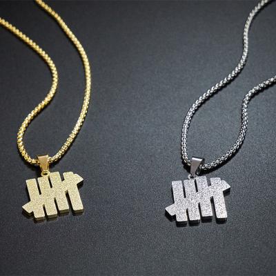 China Environmental Undefeated HipHop Necklace Stainless Steel Chain Gold Chain Necklace Ribbon Pendant Necklace for sale