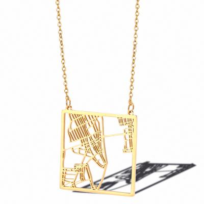 China Lady Classic Titanium Gold Necklace 18-Karat Map Personality Fashion New York City Clavicle Chain Simple Steel Jewelry for sale