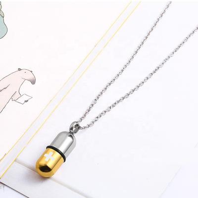 China European and American Titanium Steel Pill Capsule Perfume Bottle Removable Urn CLASSIC Pendant Jewelry for sale