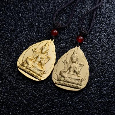 China Environmental Buddha Pendant Necklace Amulet Brass Gold Plated Pendant Carved Pendant for sale