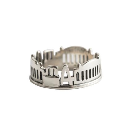 China Factory High Quality Retro Ring Castle Modeling Jewelry Accessories Wholesale Simple Silver Rings s925 Sterling Silver Ring Girl Women for sale