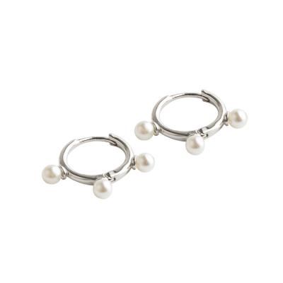 China 2021 TRENDY New Kpop Style Jewelry s925 Sterling Silver Hoops Earrings Japanese and Korean Shiny Circle Earrings Bead Stud Circle Earrings for sale