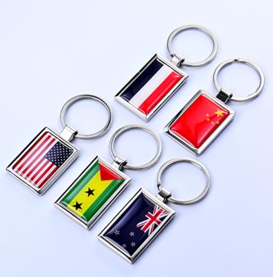 China Custom Decoration Gift Rectangle China England American Countries Flag Fashion Accessories Key Chain Gift for sale