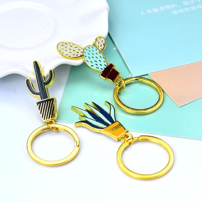 China Cheap Keychain Metal Decoration Gift Kawaii Ring Cactus Key Chain Key Chain for sale