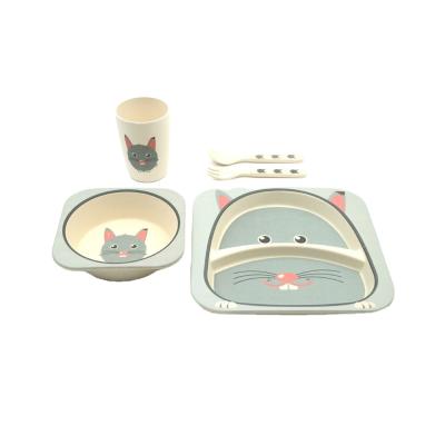 China Eco-friendly Cute Kids Dinnerware Set Cute Cartoon Design Kids Bamboo Fiber Dinnerware Set for sale