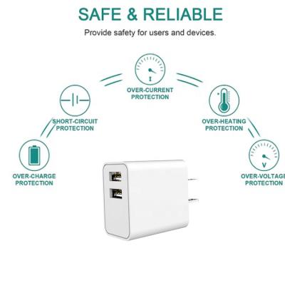 China Wholesale Premium Black White Portable Design AC 100V-240V 50~60Hz 17W Input Voltage Dual USB Ports Wall Charger for sale