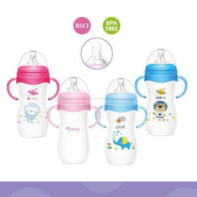 China BPA Free Wide-Neck Baby Bottle 11oz PP With Double Handles for sale