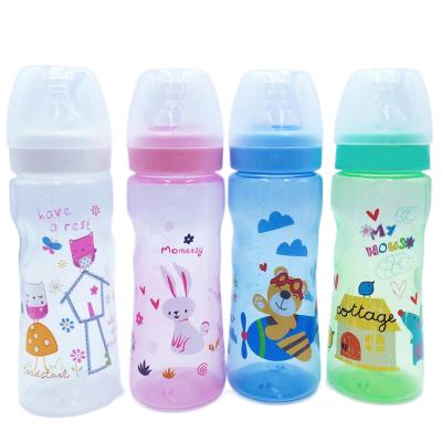 China BPA Free PP Wide-Neck Baby Bottle 11oz With Silicone Nipple for sale