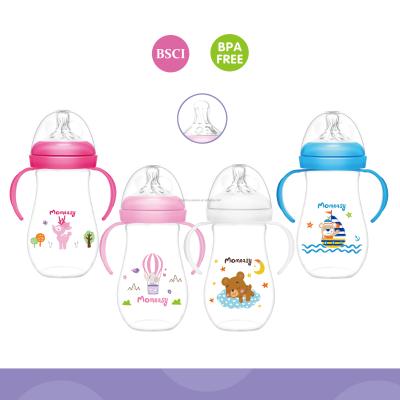 China BPA Free Wide-Neck Baby Bottle 10oz PP With Double Handles for sale