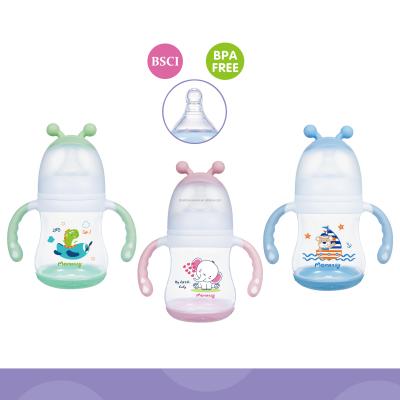 China BPA Free Wide-Neck Baby Bottle 6oz PP With Double Handle for sale