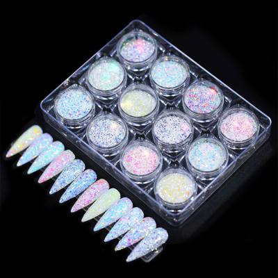 China Nail Art Beauty Best Selling Mirror Laser Fine Powder Holographic High Pigments Chrome Glitter Chameleon Nail Powder for sale