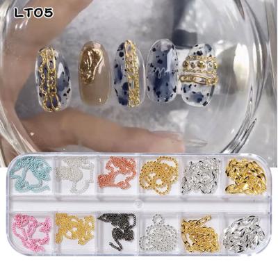 China Colorful Flatback Nail Art Chain 12 Grids Upholstery Nail Tool for sale