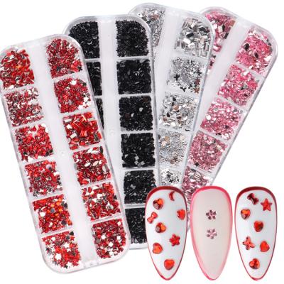 China Mixed Snap Flatback Nail Art Glass Rhinestone Diamond Rhinestone Upholstery Nail for sale