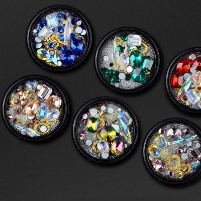 China Mixed Snap Flatback Nail Art Glass Rhinestone Diamond Rhinestone Upholstery Nail for sale