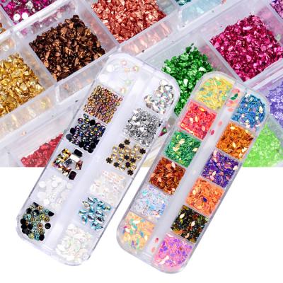 China Easy Apply Super Shiny Mixed Nail Art Powder Colorful Jewelry Irregular Shaped Sequins For Nail for sale