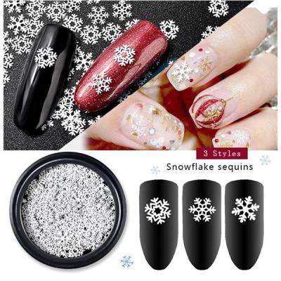 China New Design Nail Art Snowflake Flower White Slice Long Lasting Glitter Decoration Nail Art for sale