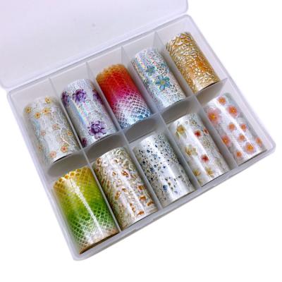 China Durable Quality Finger Nail Foil Wraps Roll Transfer Holographic Laser To Nail To Foil Nail Art Transfer Adhesive Foil for sale