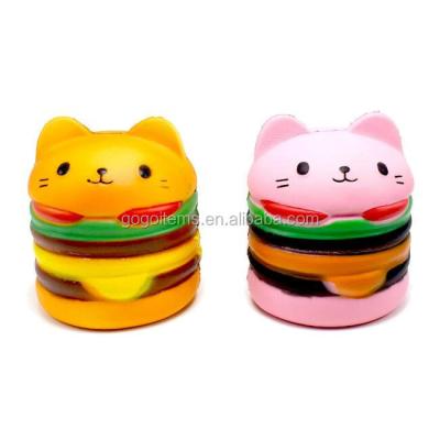 China Stress Releiver Kawaii Hamburger Squishy Cat Simulation Slow Rising Squishy Toys for sale