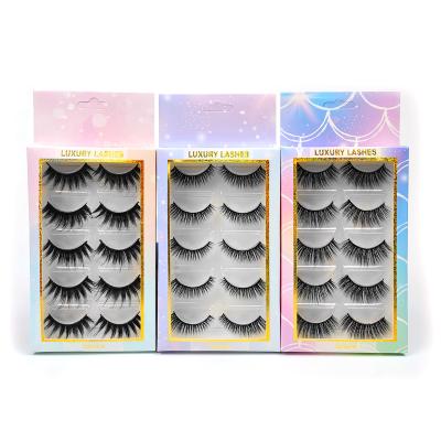 China Full Mink Lashes 2023 New Natural Soft Fluffy 22 Mm Strip Eyelash False Eyelash Case Lashes Boxes Packaging Custom Logo for sale