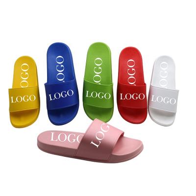 China Durable Indoor Outdoor White PVC Logo Slippers Slides Footwear Sandals Custom Made for Women and Ladies for sale