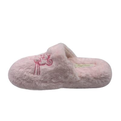 China New Design Comfortable Pink Rabbit Fur Slippers Anti-slippery Close Toe Slippers For Women for sale